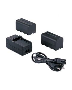 Falcon Eyes 2 x Akku NP-F750 + Akkulader SP-CHG für LED Lampe